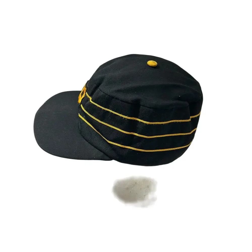 Vintage 70s Pillbox Pittsburgh Pirates Hat Cap Fitted Striped Black Broken Bill